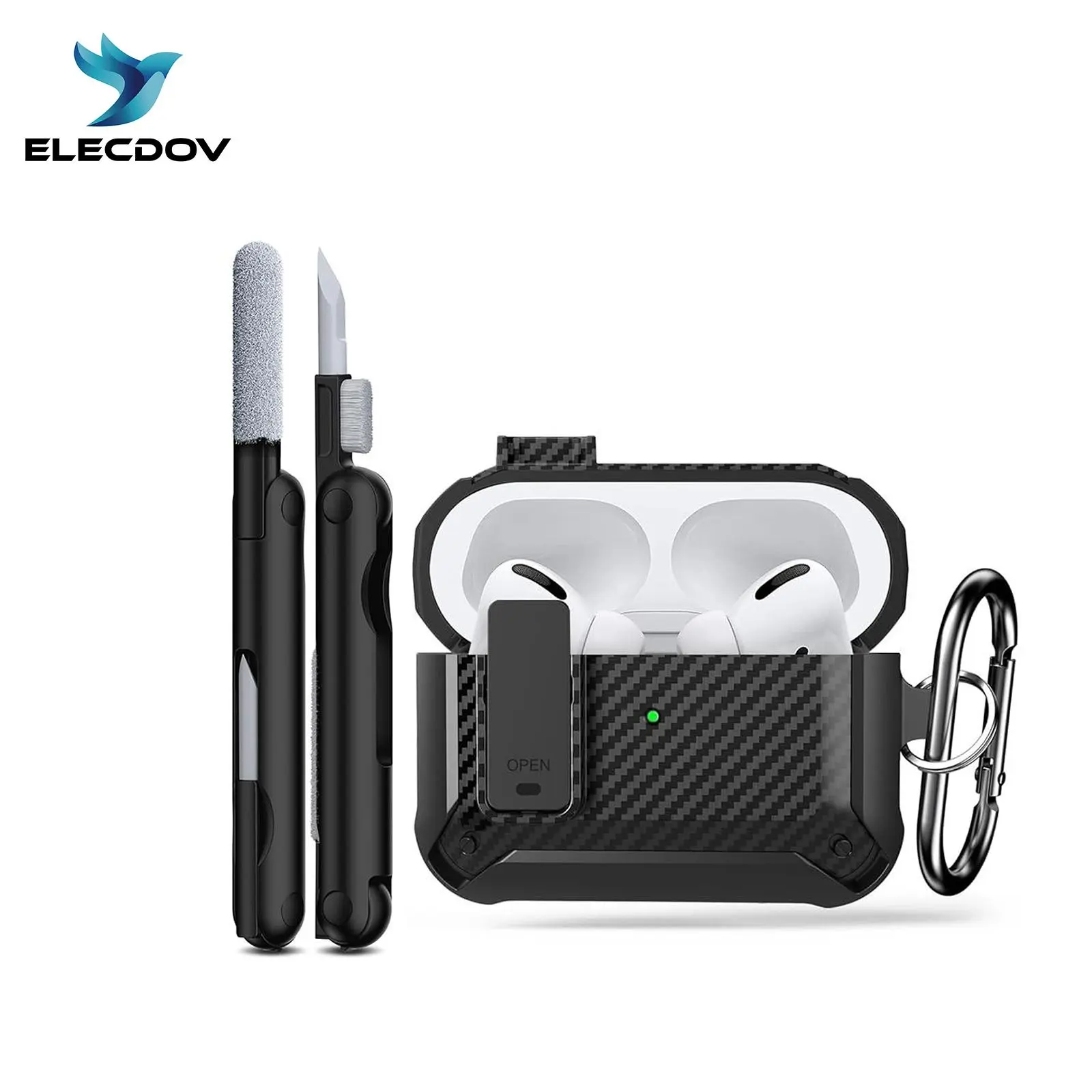 AirPod Pro Case Cover with Audio Device Headphone Cleaner Kit - Shockproof Plastic Protection, Keychain - Compatible with AirPod Pro 2nd Gen Case (2023/2022/2019) - Manufacturer Warranty, Manufacturer Warrenty