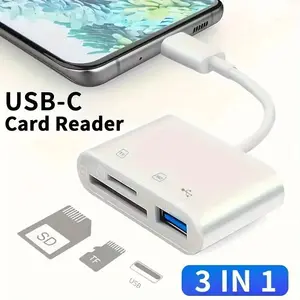 3-In-1 Multifunctional USB Type-C Memory Card Reader, Supports Micro SD, Ideal for Data Transfer, Compatible with Computers & Smartphones