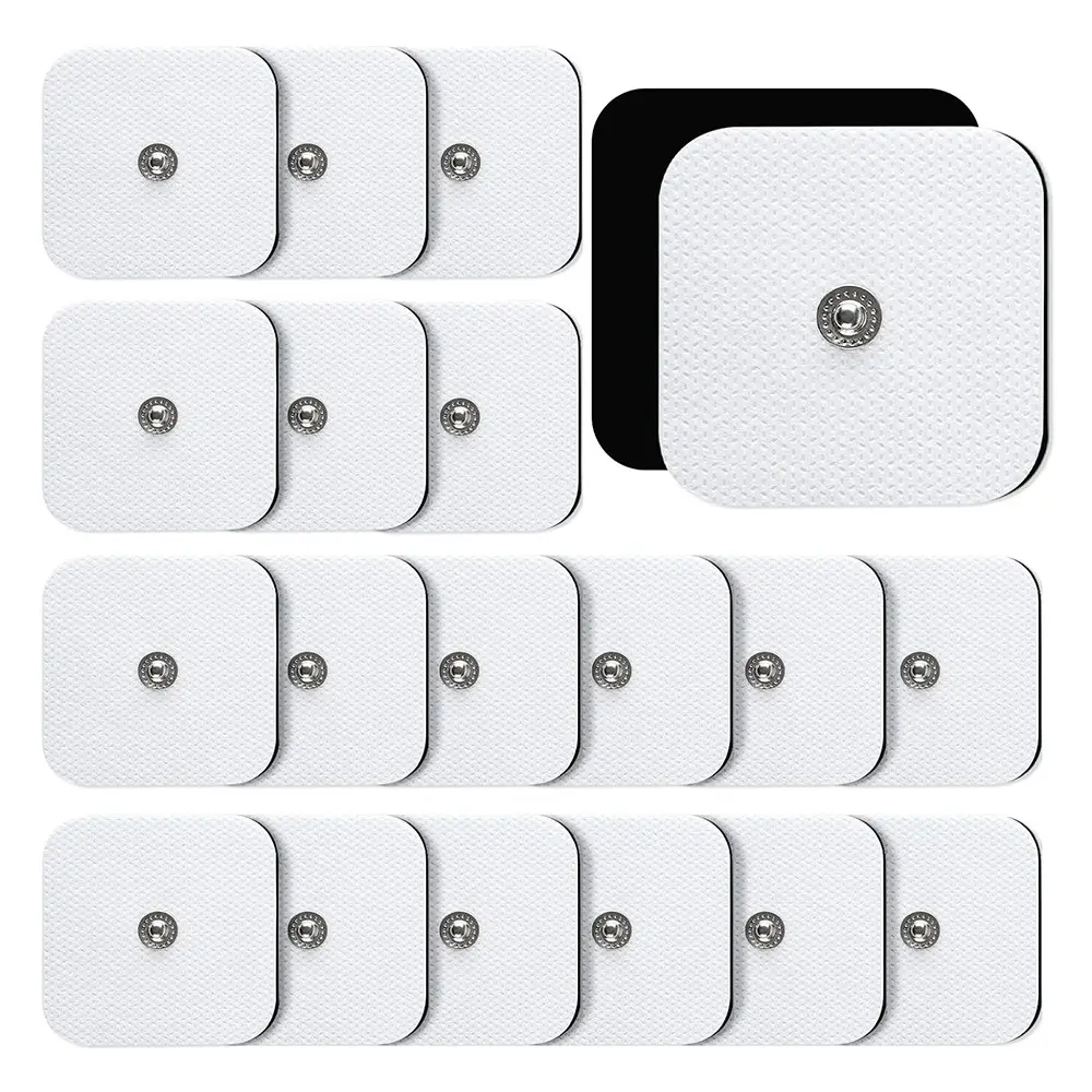 10/20/50/100pcs Replacement Reusable TENS Massager Electrode Pads EMS Muscle Stimulator Conductive Gel Pads for Body Relaxation Pain Relief Physical Therapy Device Accessories Muscle Stimulation 3.5mm Snap Attachment