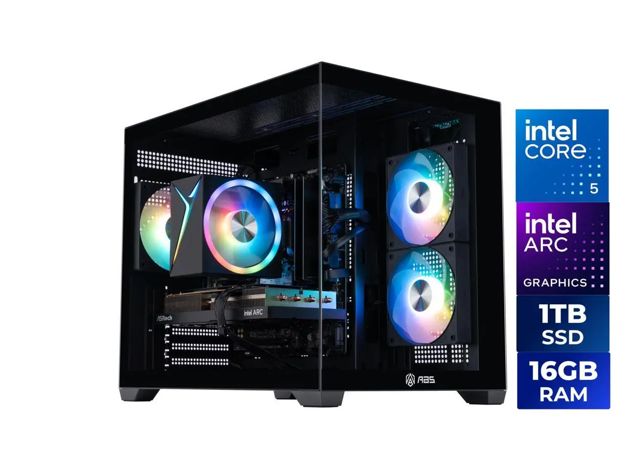 ABS Flux II Aqua Prebuilt Gaming PC - Windows 11 - Intel Core 5 120 - Arc A580 8GB - 16GB DDR4 - 1TB NVMe SSD