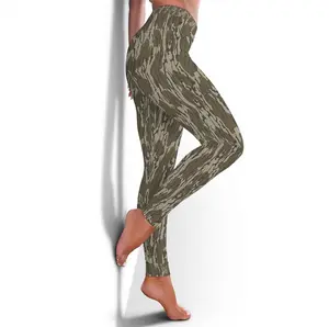Bottomland Camo Patern Women's Leggings, Yoga Pants, High Waist Hunting Tights, Women's Outdoor Fitness Outfit