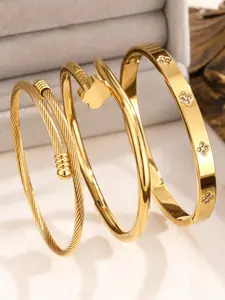 Mother's Day Gift Women's Floral Design Stainless Steel Zirconia Bangle Bracelet, Cubic Zirconia Bracelet, Elegant & Durable Jewelry Accessory for Everyday Use, Stackable Bracelet, Valentine's Day gift, Elegant Minimalist Bangle