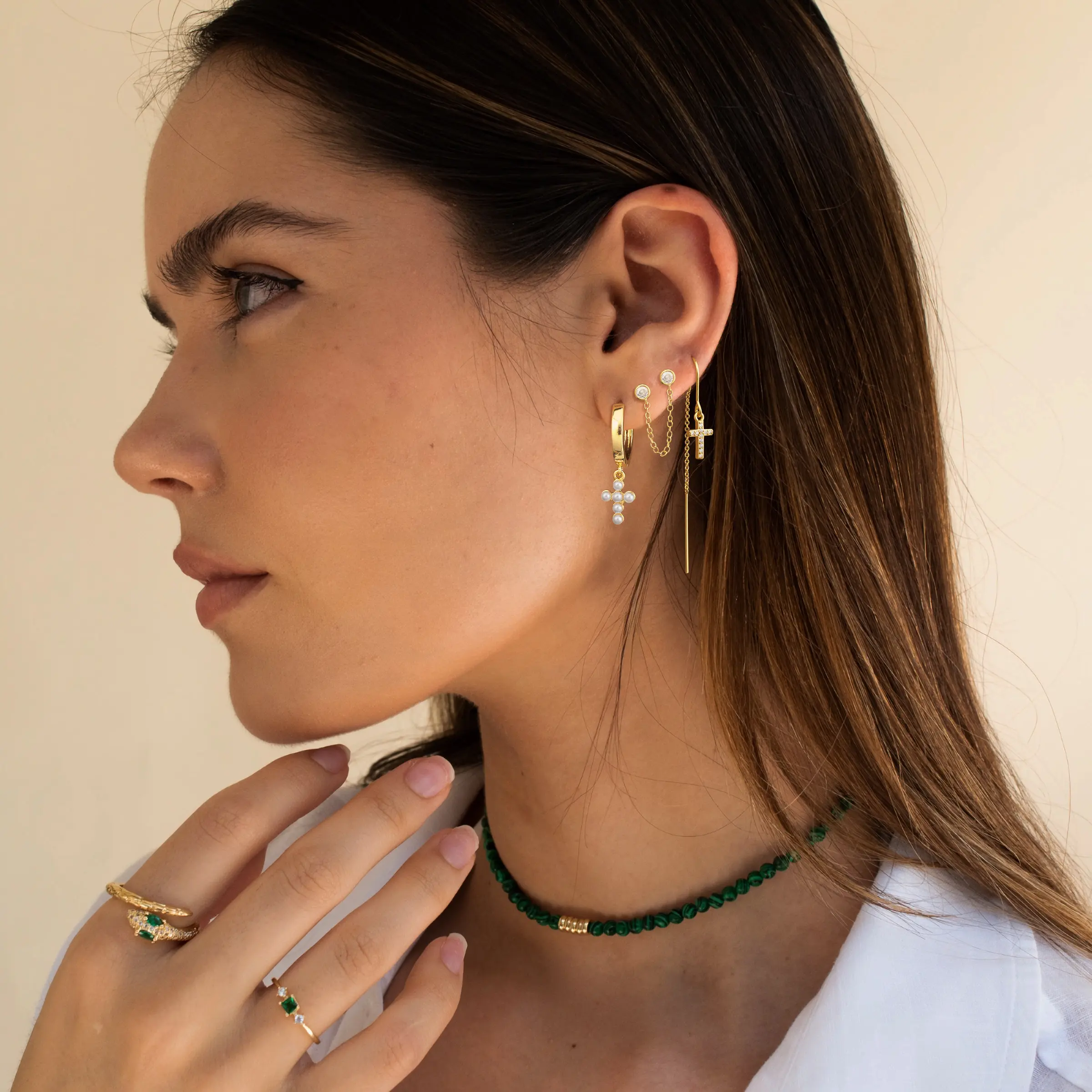 Chesky Cross Earrings Trendy Hypoallergenic Cartilage Dangle Dainty Hoop Earrings Sets for Women Stud Earring Sets