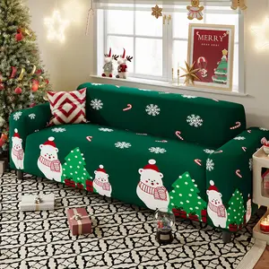 1PC Christmas Stretch Sofa Cover Pet Proof Easy Wash Festive Decor No Pillowcase Elastic Sofa Slipcover
