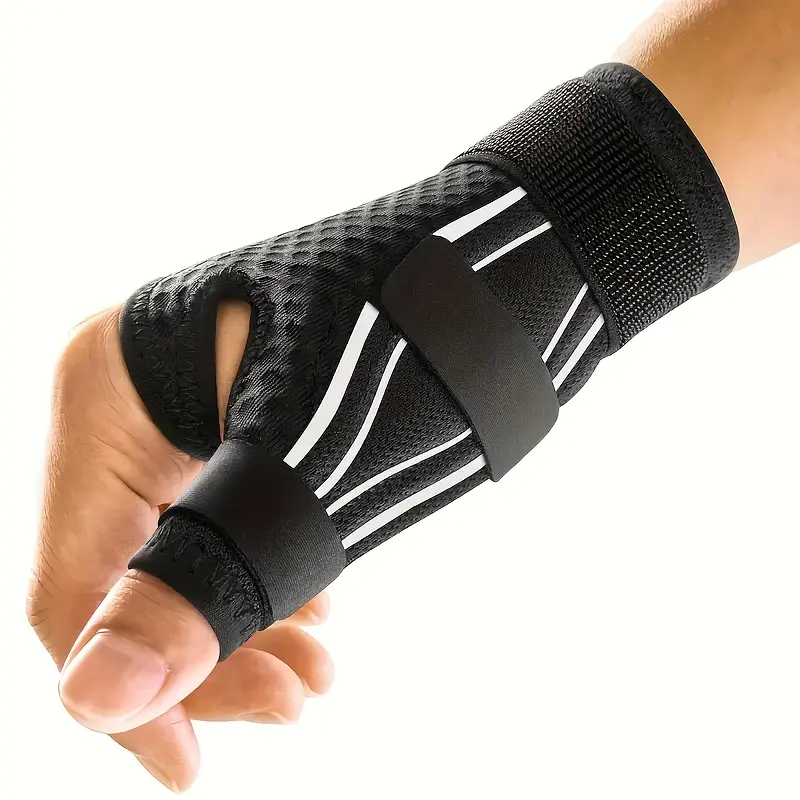 Adjustable Wrist & Thumb Support Brace - 1-Pack Healthcare Brace with Compression Straps, Lightweight Breathable Moisture-Wick Fabric, Harness for Carpal Tunnel, Trigger Thumb, De Quervain's Tenosynovitis Discomfort Ease, Left/Right Hand Stabilization, Ad