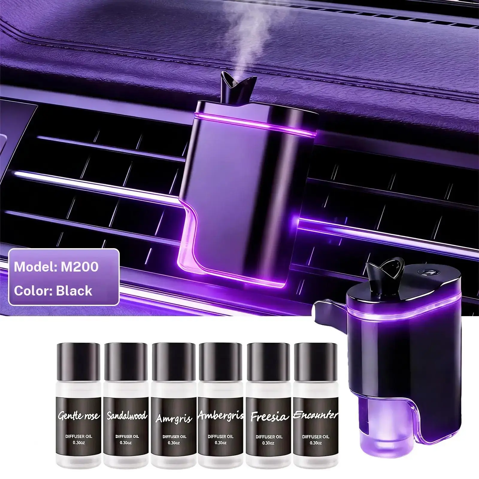 Car aromatherapy machine, intelligent car air freshener, with 6 different fragrances, car aromatherapy diffuser with 3 adjustable modes, suitable for car, home, office, gift for friends, car appliance, car accessory, Car Scent Diffuser