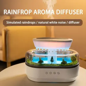Serene Forest Micro Landscape AromaRelax Diffuser with Essential Oils - 7-Color Gradient Light, Soundwave Technology, Raindrop Music, Home Decor, Plug-In Power