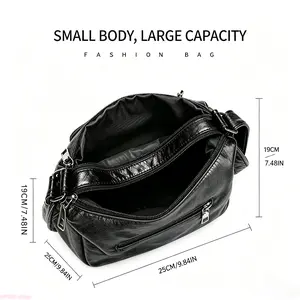Women's Vintage Wine Red Crossbody Bag - Soft Faux Leather Multi-Pocket Shoulder Purse with Heart Metal Decor, Adjustable Strap Satchel for Work, Travel (Crossbody Bags for Women)
