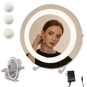 12 Inch Lighted Vanity Mirror, Round Illuminated Makeup Mirror, Lighted LED Mirror Makeup Mirror for Bedroom Desktop, Smart Touch Three-Color Dimmable