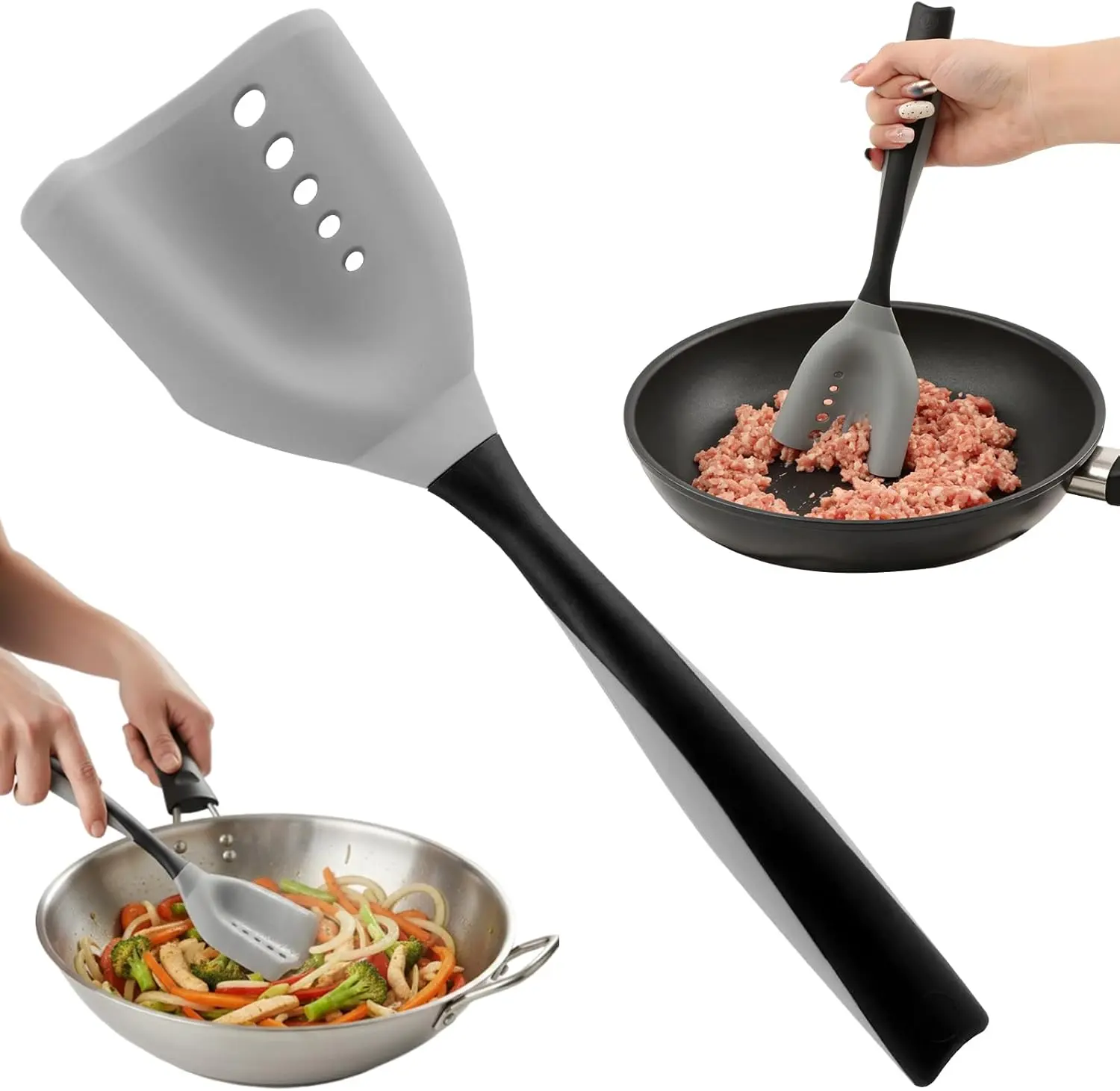 Meat Chopper Spatula Ground Beef Masher- Heat Resistant Mincing Spatula Meat Smasher Tool,Non Stick Ground Chopper Hamburger Grinder,for Beef,Potato Mix,Poultry Tenderizers Airtight Food Storage Containers with Labels Electric and Sausage insulated