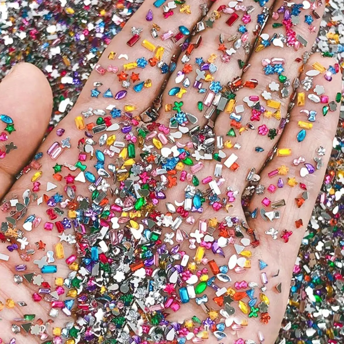 1000pcs Super Shiny Mini Resin Nail Art Flat Bottomed Diamond - Irregular Shape DIY Nail Charms Nail Gems Nail Supplies Accessor