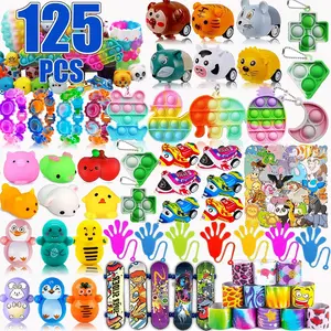 125 Pcs Easter Egg Fillers Party Favors for Kids 4-8, Pop Fidget Bulk Toys, Pinata Goodie Bag Stuffers, Treasure Box Toys, School Classroom Rewards, Treasure Chest Prizes, Goody Bag Filler