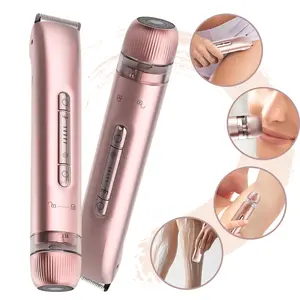 Women's Bikini Trimmer, Intimate Pubic Trimmer, 3-in-1 Rechargeable Body & Facial Hair Remover Dual-head design for pain-free trimming of intimate areas, legs Waterproof wet/dry shaver and trimmer, IPX7 waterproof rating