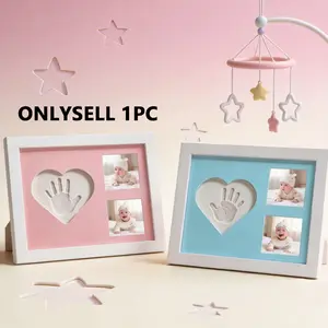 Heartfelt Clay Handprint Frame, DIY Macaron Memorial Decor, Artistic Hand and Footprint Kit, Quick-Dry Clay Set, Gift Box Included