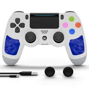 Wireless PS4 Controller for PS4/PC/Android/iOS, With Double Vibration, Six Axis Gyro, Touch Pad, Speaker, Playstation Gamepad White Gaming Items