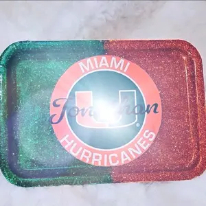 miami Hurricane custom rolling tray.  smoking tray. custom with team logo