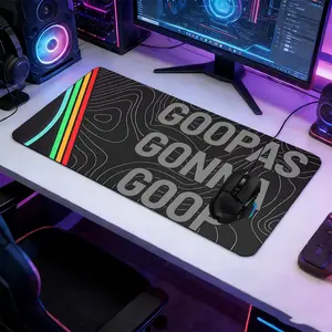 Topographic Map Line Art XXL Extended Gaming Mouse Pad, Non Slip Mousepad, Large Non-Slip Rubber Desk Mat, Stitched Lock Edge Washable Desktop Pad, Suitable for Home Office Gaming Setup, Cool Gift for Outdoor & Minimalist Line Art Fans