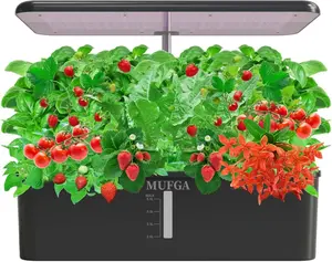 Hydroponics Growing System Herb Garden - MUFGA 18 Pods Indoor Gardening System with LED Grow Light, Plants Germination Kit(No Seeds) with Pump System, Adjustable Height Up to 17.7" for Home, Black