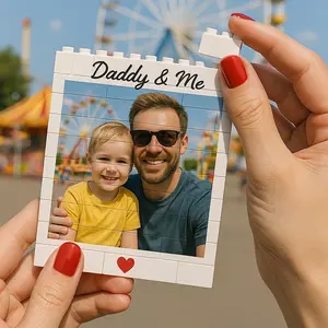 Custom Daddy and Me Brick Photo Block, Fathers Day Gift, Gift for Dad, Personalized Photo Building Block, Dad Puzzle Gift, Gift For Husband