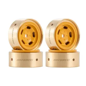 BATRAZZI 0.9" Aluminum Star Road Wheels Yellow 4pcs for SCX24/CR24/FCX24M (D90/D110 & Tacoma)