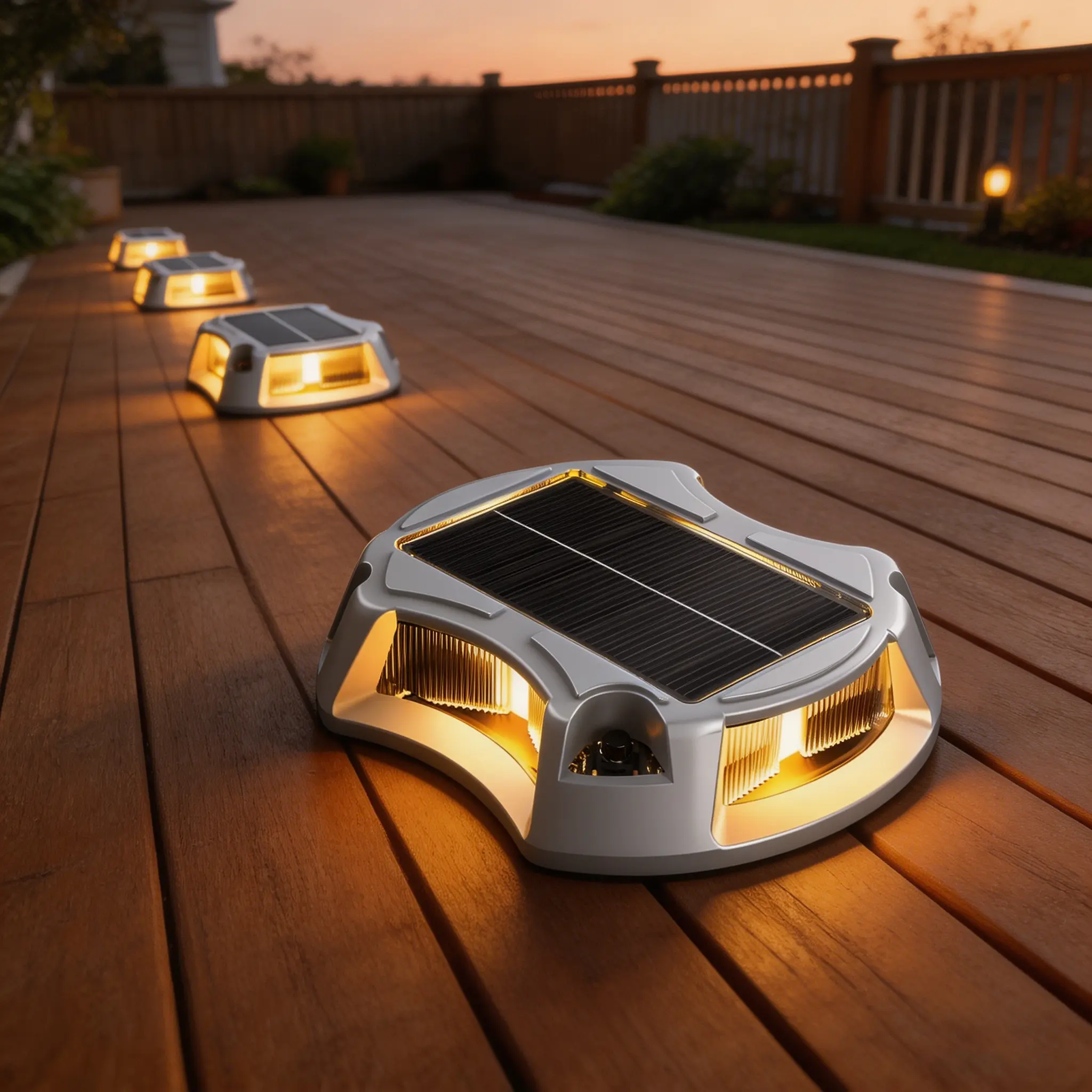 ISUNMEA 4Pack Solar Driveway Lights, Aluminum Alloy Solar Deck Light,IP68 Outdoor Waterproof Marine Dock Lights, Multi-Color LED Driveway Markers for Driveway Sidewalk Pathway  Solar Waterproof Lamp Post Lights