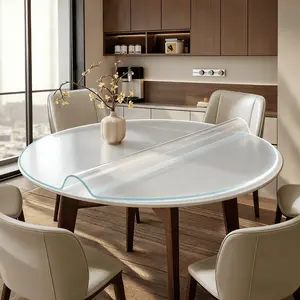 Clear PVC Round Tablecloth Protector, Transparent Table Cover, Waterproof, Oil-Proof, Heat-Resistant, Easy-Clean Mat, Durable Protective Cover