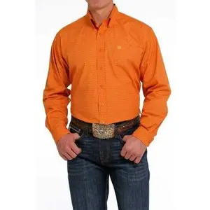 MEN'S CINCH GEOMETRIC PRINT BUTTON-DOWN WESTERN SHIRT - ORANGE