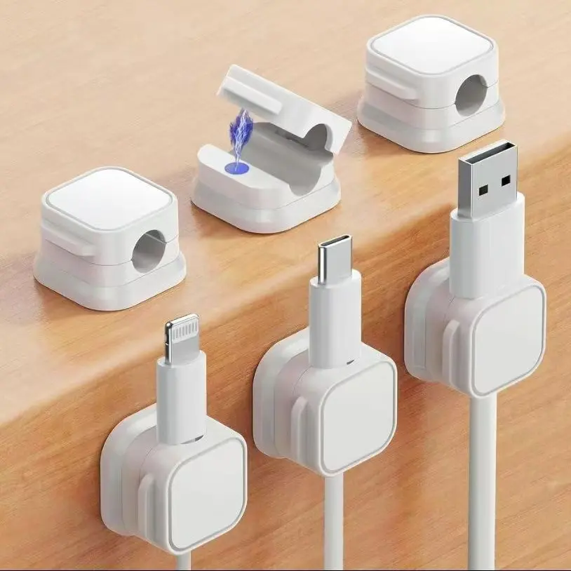4-Pack Magnetic Cord Organizer – Smooth, Adjustable & Secure Cable Management, Wire Holder and Cable Keeper to Hide or Organize Phone and USB Charger Cables for Home, Office, Car, Desk, or Nightstand
