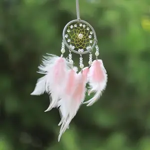 Handmade Dreamcatcher Car Ornament, Multi-Color Feather Decor, Birthday Gift, Bag Charm, Fashionable Rearview Mirror Hanging Decoration