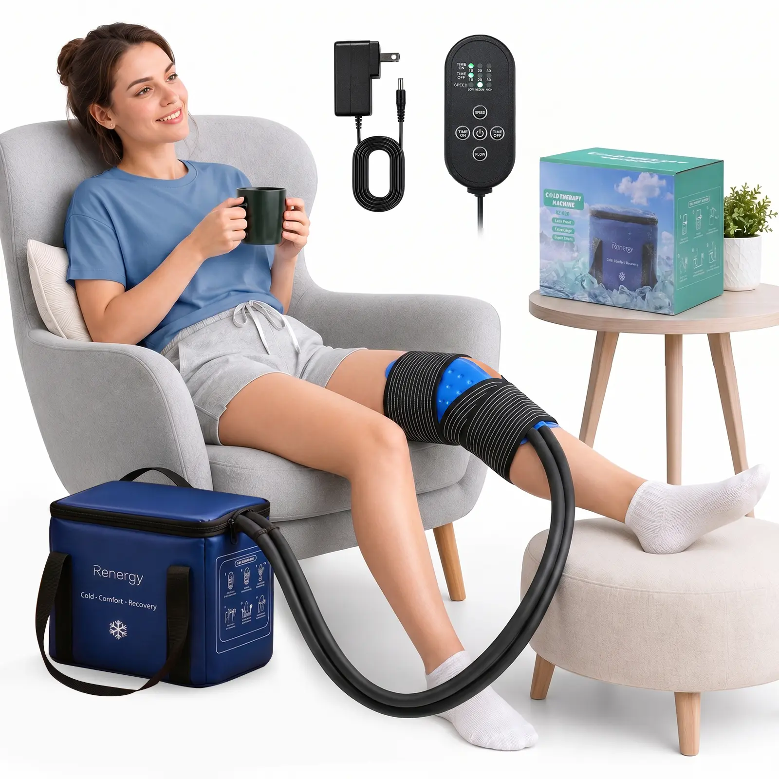 Premium Quality, Insanely Cheap! Cold Therapy Machine, Program Timer Ice Machine for Knee After Surgery, Portable Ice Therapy Machine with Quiet Pump, Large Cold Pad for Ankle, Arm Joints, Sports Injuries, Cryotherapy Pain Relief tiktokshopbacktoschool