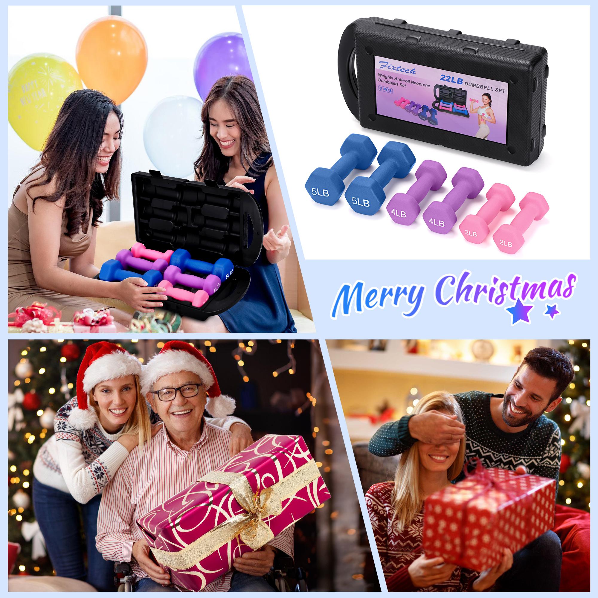 22LB Neoprene Dumbbell Set (6PCS) | Perfect for Home Fitness & Gifting