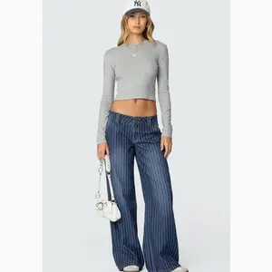 EDIKTED Cory Striped Low Rise Baggy Jeans