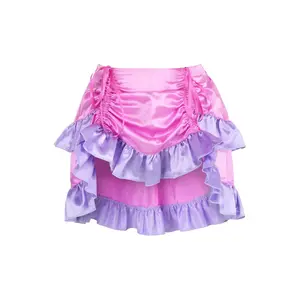 Pink/Purple Satin Ruched Bustle Skirt
