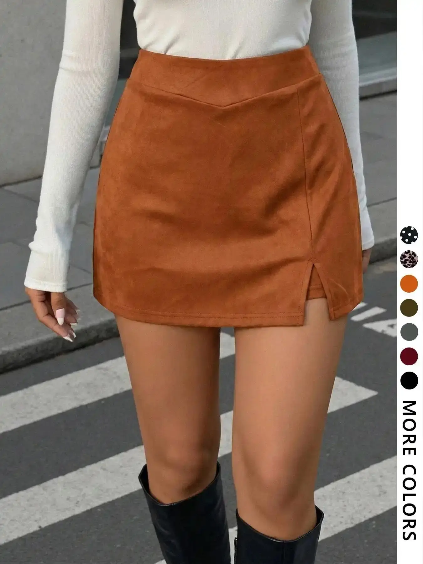 Women's Plaid Split Hem Stretch Skirt, Casual Bodycon Fitted Basic Short for Daily Wear, Comfortable and Trendy City Style, Perfect Travel Commuting flattering dressed down sophisticated timeless