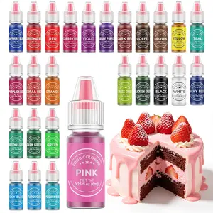 26 Edible Liquid 0.25 Fl oz/Bottle Set Food Coloring Ultra Vibrant Food Grade for &Childrens' Day Easter Christmas Baking Supplies Icing Fondant Cookies DIY Dessert Decorating