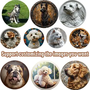 Customizable pet souvenirs - circular aluminum decorative wall clock ornaments suitable for cats, dogs, pet tombstone,and pet enthusiasts