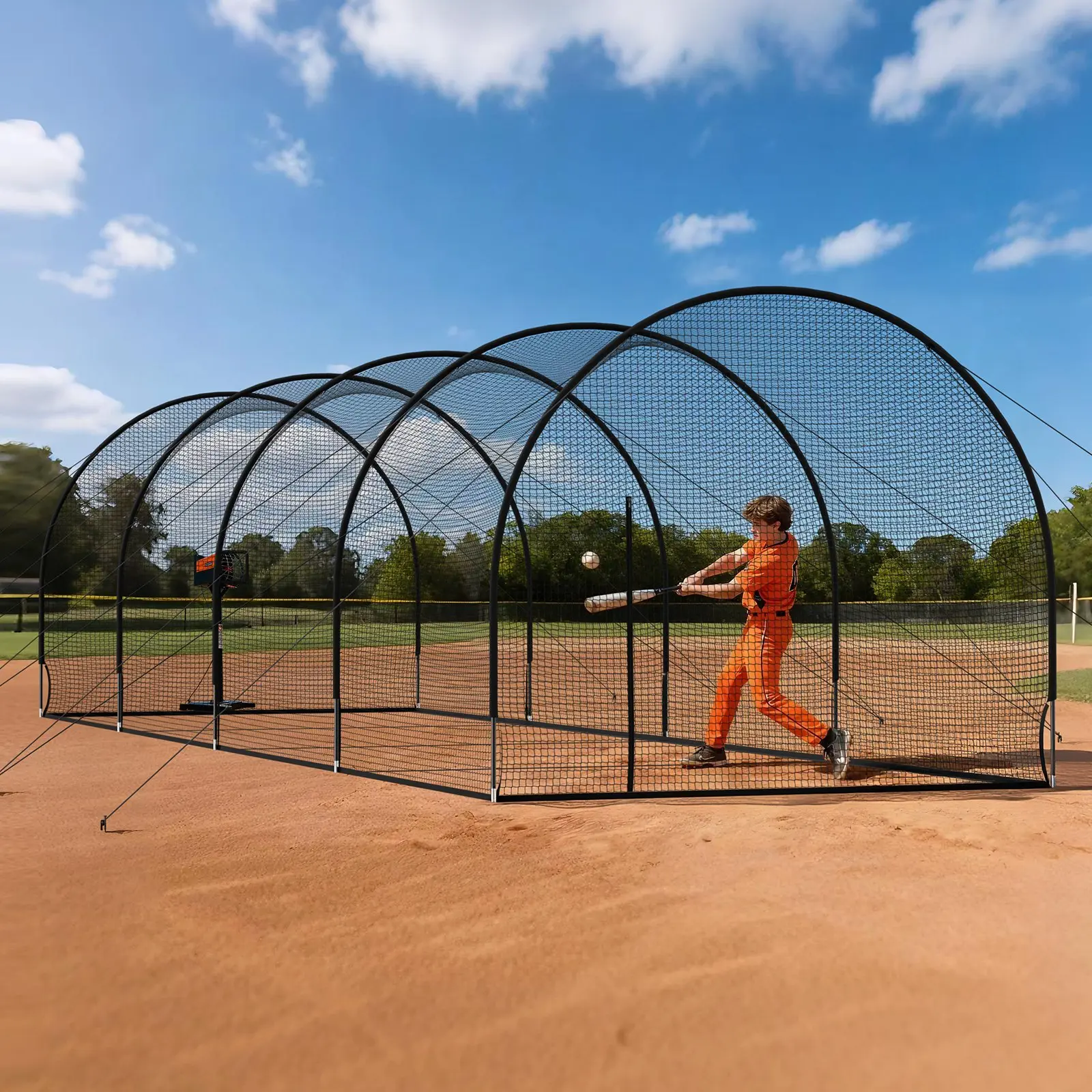 VEVOR Baseball Batting Cage, 40.0 x 12.1 x 10.0 ft Freestanding Portable Batting Cage, Battings Cages Netting for Indoor Outdoor