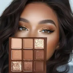 9 Color Chocolate Eyeshadow Palette, Highly Pigmented Palette, Matte & Glitter Eye Shadows Palette, Shimmering Eye Shadow Makeup Products for All Styles and Occasions, Cosmetic,  Face Paint
