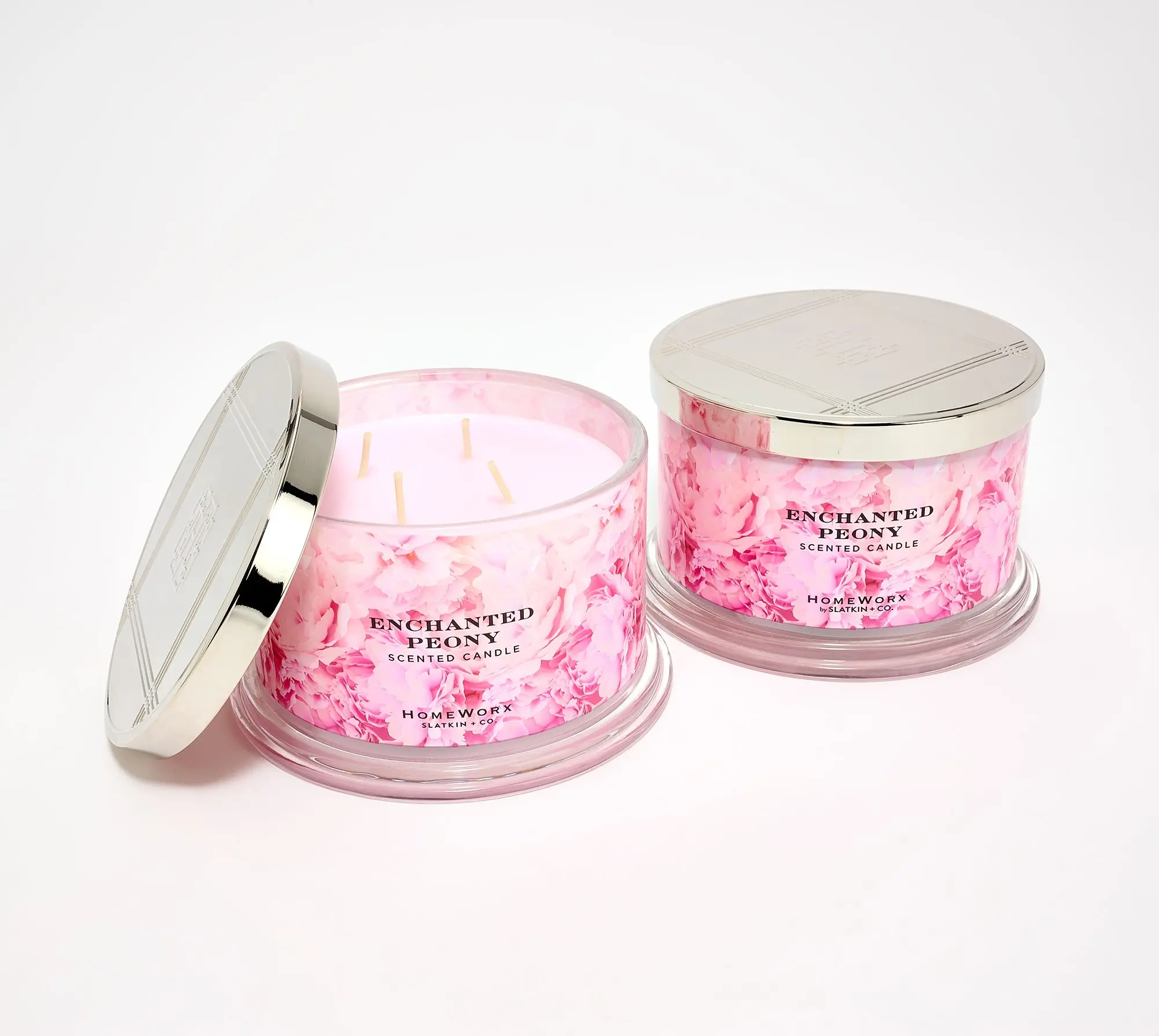 HomeWorx by Slatkin + Co. S/2 18oz Enchanted Peony Candles