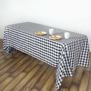 Polyester Rectangle Tablecloth 60"x102" White/Black Checkered Buffalo Plaid Table Cover