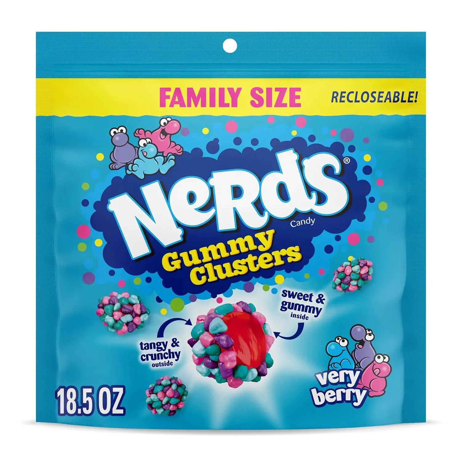 NERDS Gummy Clusters, Candy, Very Berry, Crunchy and Gummy, 18.5 oz NERDS Gummy Clusters, Candy, Very Berry, Crunchy and Gummy, 18.5 oz