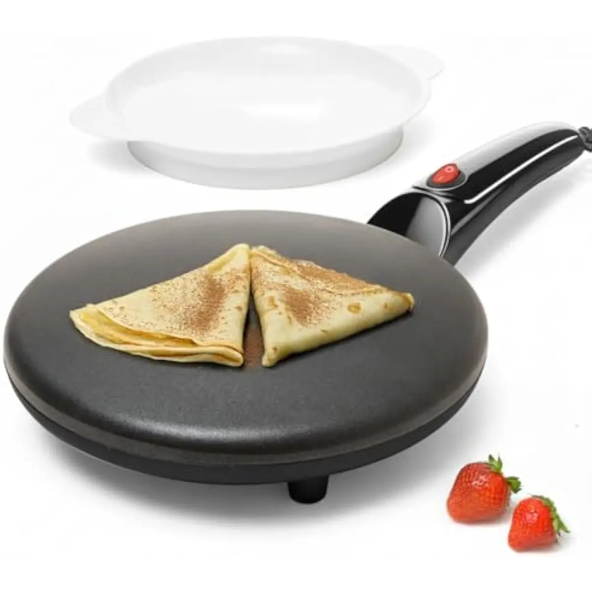 Electric Crepe Maker – 8 Portable Crepe Pan Nonstick with Dipping Plate, Auto Shut-Off, On/Off Switch, Even Heating & One Automatic Temperature Control – Compact Crepe Maker