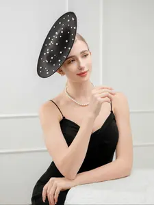 1pcs Fashion Fascinator Pearl beads Hat for Tea Party Birthday Horse Race Wedding Church All Seasons Style with Headband Chic Headbands