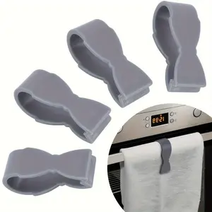 6-Pack Wall-Mounted Non-Slip Towel Clips - Multi-Use Plastic Utility Hooks for Kitchen, Bathroom Organizing Accessories, Oven Handle, Dishwasher, Stove - Secure Casual Style Towel Holders Preventing Drops