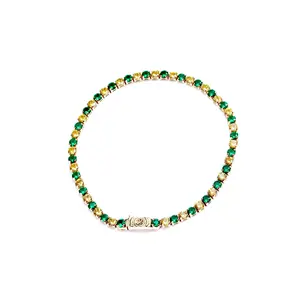 Pulsera "Idde" de Oro 10K con Piedras Verdes y Amarillas: Elegancia Vibrante