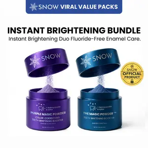 SNOW Instant Brightening Bundle - Magic & Purple Powder for Stain Removal & Color Correction - Dual Action Formula - Safe for Daily Use - Lavender Mint Flavor - Brightening Radiant