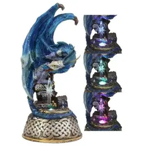 Midnight Armored Dragon On Celtic Knot Pedestal Figurine With LED Crystal Light