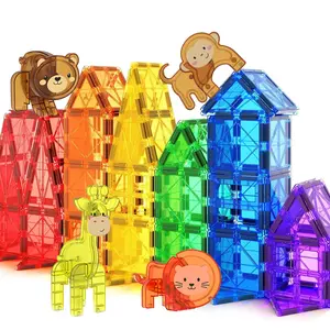 3/6/42pcs Magnetic Building Blocks Toy Colorful Blocks Magnetic Building Tiles, Versatile Assembling Construction Building Toy, with Dinosaurps, Suitable for Birthday, Christmas, New Year Gifts