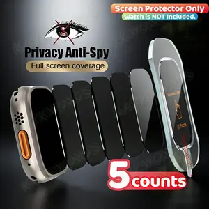 KAYKWONG'S 5-Pack Watch Screen Protector Film with Installation Tool, HD Clear or Privacy Option with Tempered Glass, Anti-peeping Protection, Compatible with Apple Watch Ultra 1/2 Series 49mm, Durable & Scratch-Resistant Design, Easy Installation