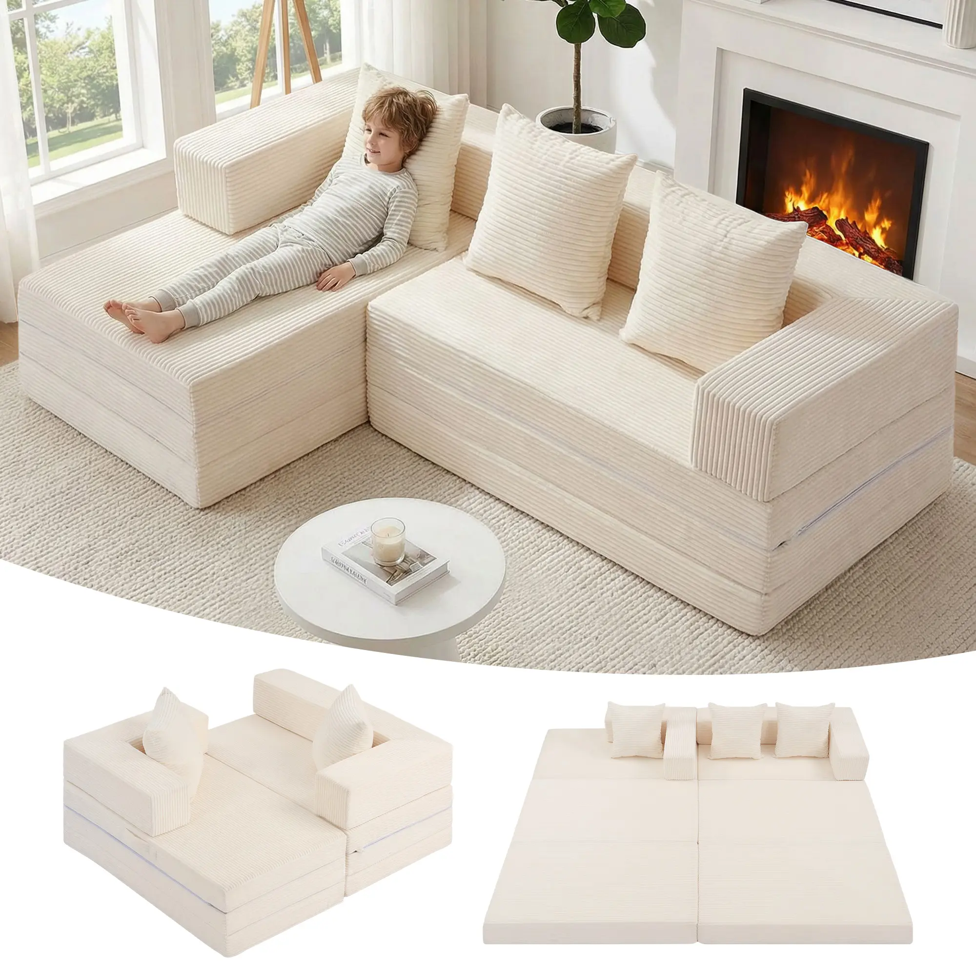 65”-Beige (Mini Couch) 